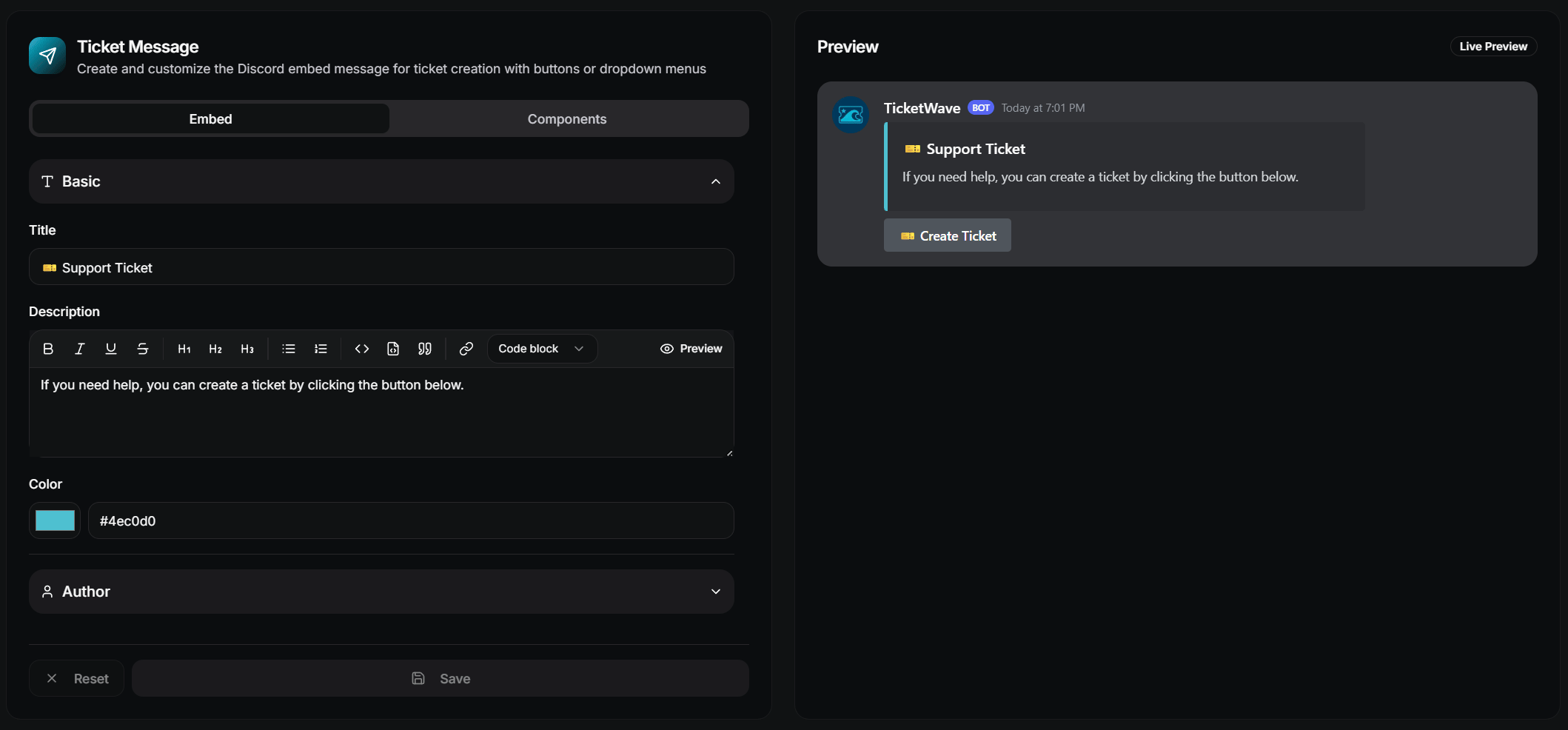 TicketWave Embed Builder
